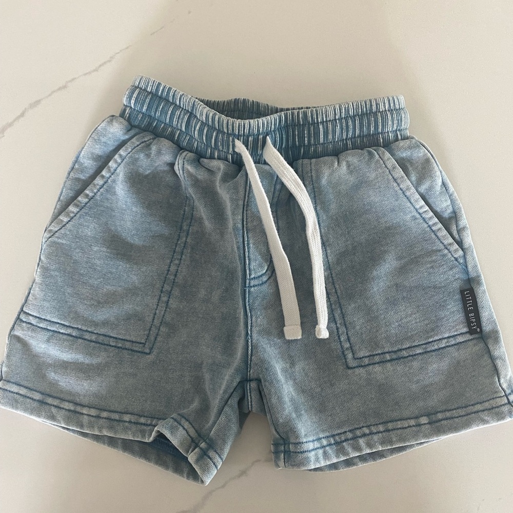 Little Bipsy Surf Camp Short in blue wash, size 4-5T